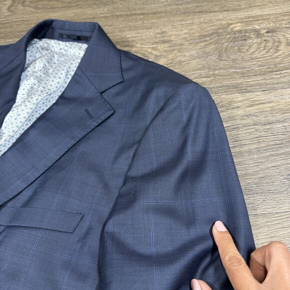 SUITSUPPLY Wool Vitale Barberis Blue Two Button Lazio Blazer Sz 42 Windowpane - Picture 13 of 16